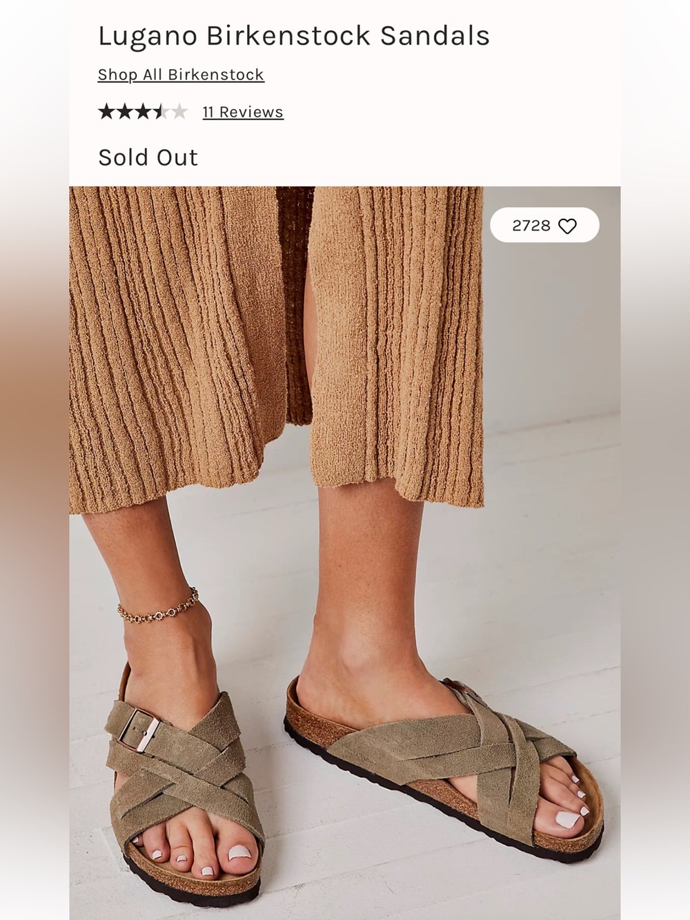 Birkenstock Lugano Soft Footbed Sandals Taupe Size 42 Suede Cross Straps W11 M9